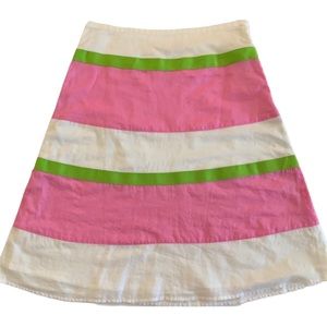 London Jean size 0 skirt pink white green stripe